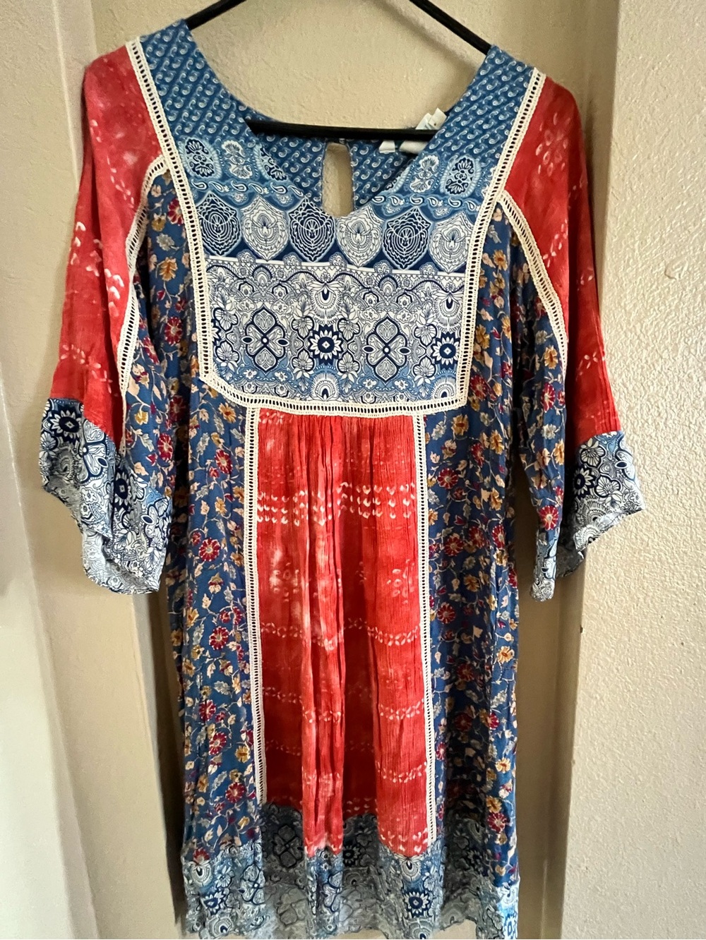 Sundance Blue and White Paisley Dress